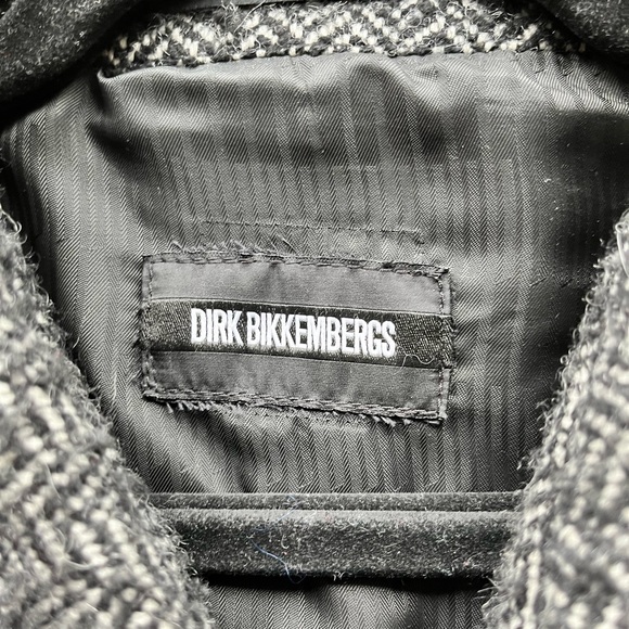 Dirk Bikkembergs Mens Herringbone Wool Coat with Strellson Hardware - Size Large - Picture 2 of 8